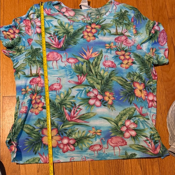 BonWorth Tops - Beautiful and Vibrant Bonworth Flamingo and Floral Blouse Medium Petite